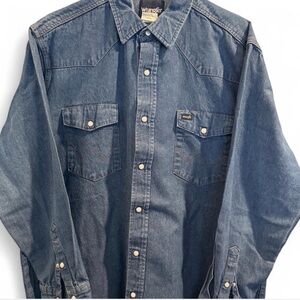 Wrangler Blue Denim Western Shirt